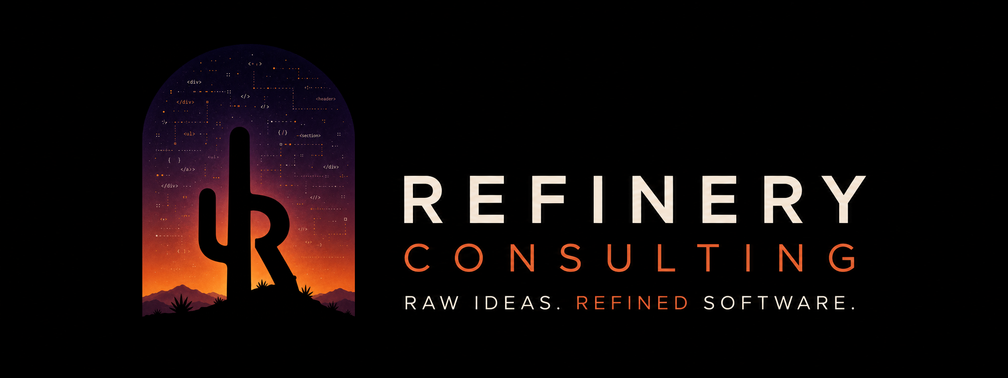 Original Refinery Consulting horizontal logo on black